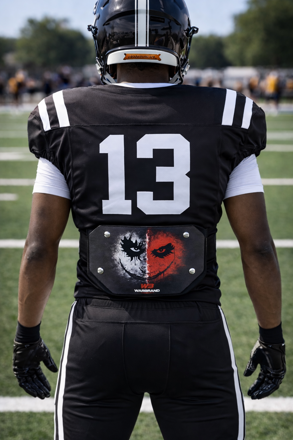 Warbrand Football Backplate – Clown Face Red/Black